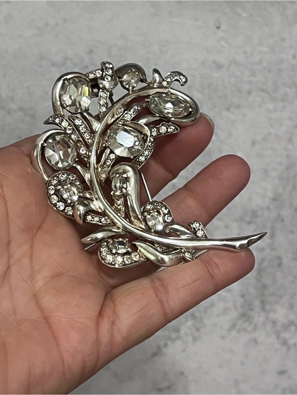 Vtg Sterling Silver Open Fan Spray Clip Brooch EISENBERG ORIGINAL Signed
